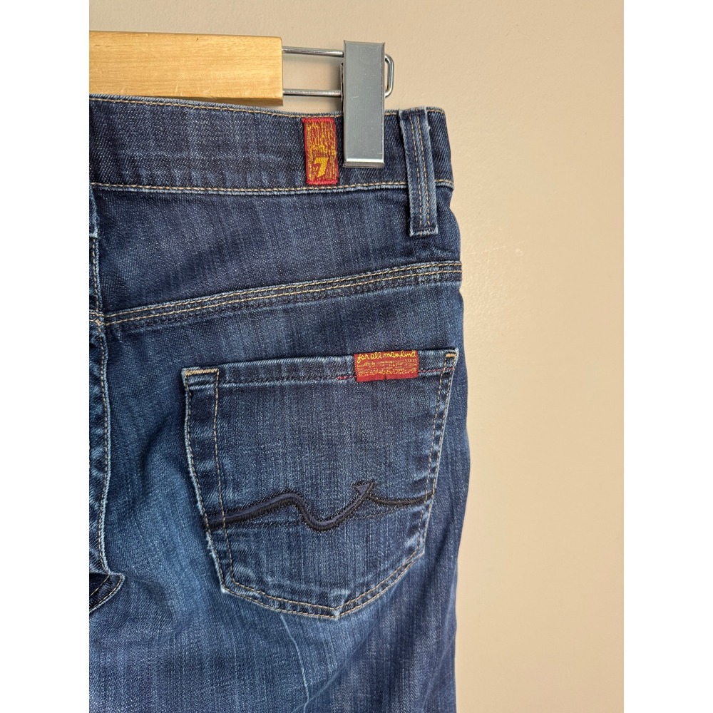 7 For All Mankind Ginger Wide Leg Flare Jeans 24 Dark Wash Boho Retro 70s Y2K - Picture 6 of 16